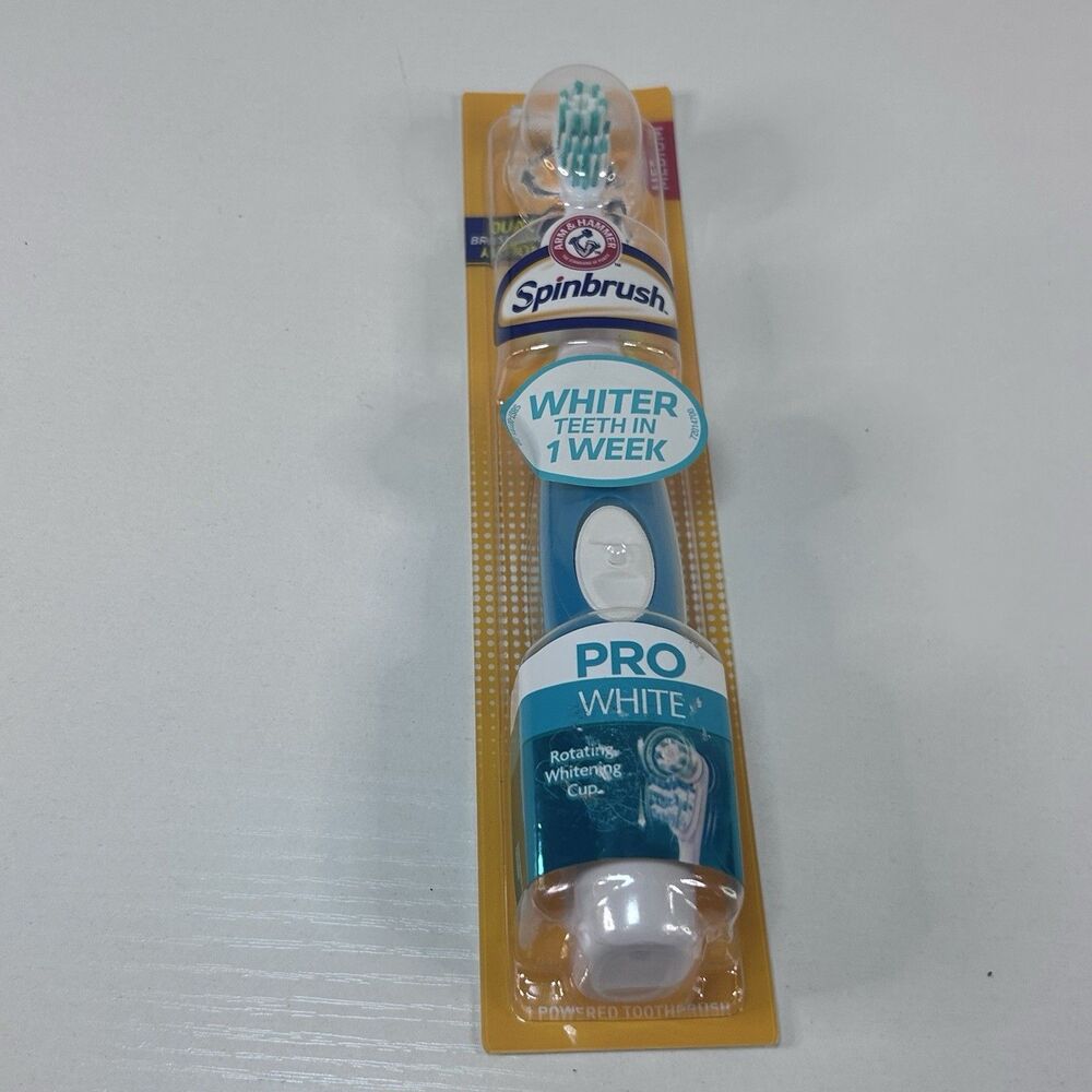 NEW Arm & Hammer Spinbrush Pro White Blue Soft Powered Toothbrush